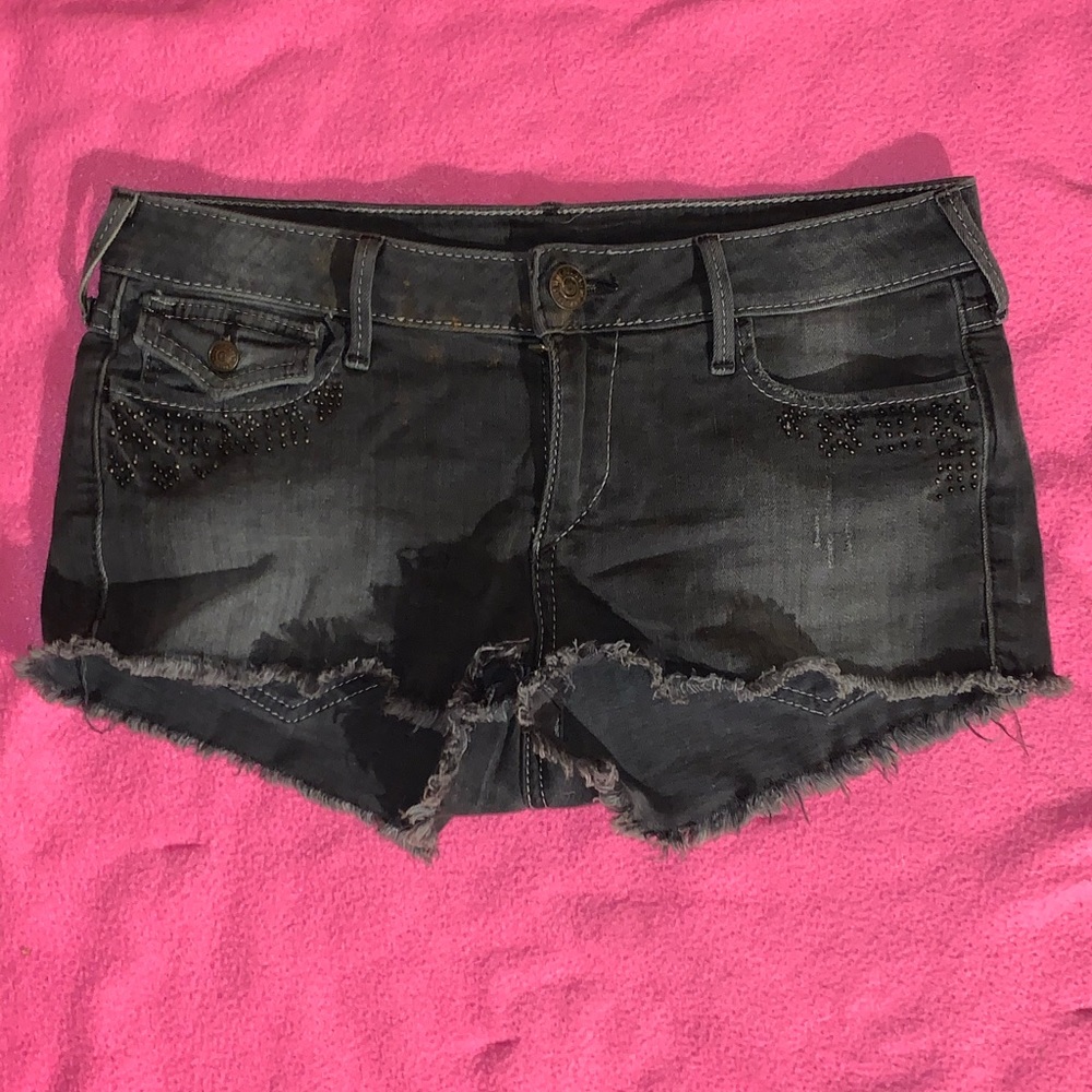 True Religion : Faded Black Jean Short
